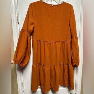 NWOT Burnt Orange flowy tunic dress, Small